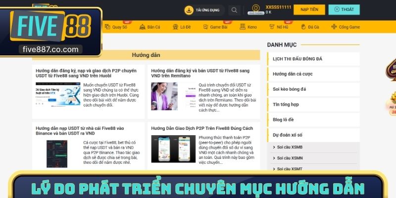 Lý do phát triển chuyên mục hướng dẫn FIVE88