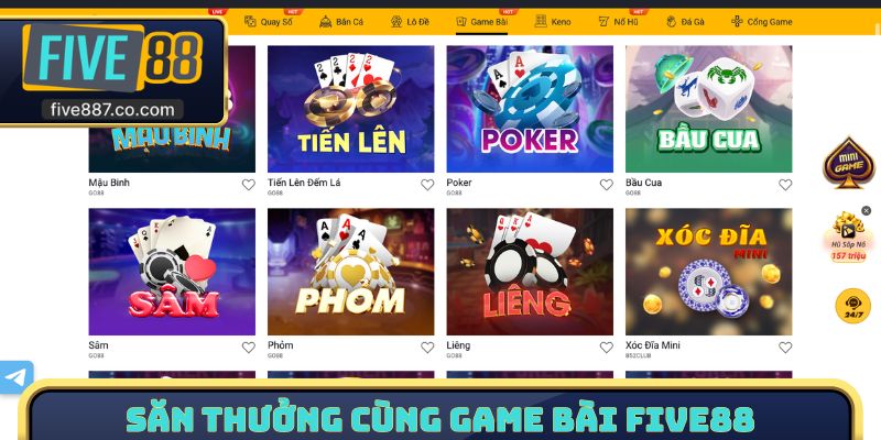 Săn thưởng cùng game bài FIVE88